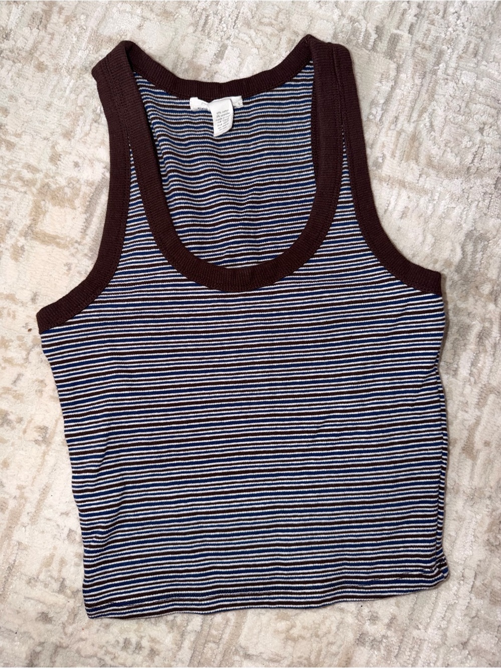 Full Tilt Brown Trim Striped Ribbed Tank
